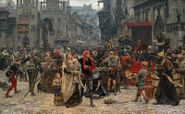 На картине 1882 года «Вальдемар Аттердаг требует выкуп с Висбю в 1361 г.» Карла Густава Хеллквиста (1851—1890) изображён еврейский купец в еврейской шляпе (справа).