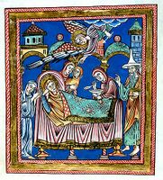 Германская икона XII-го века, изображающая св. Марию со св. Иоакимом, на котором еврейская шляпа.